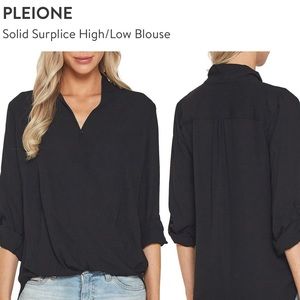 Pleione Black High Low Chiffon Blouse - L